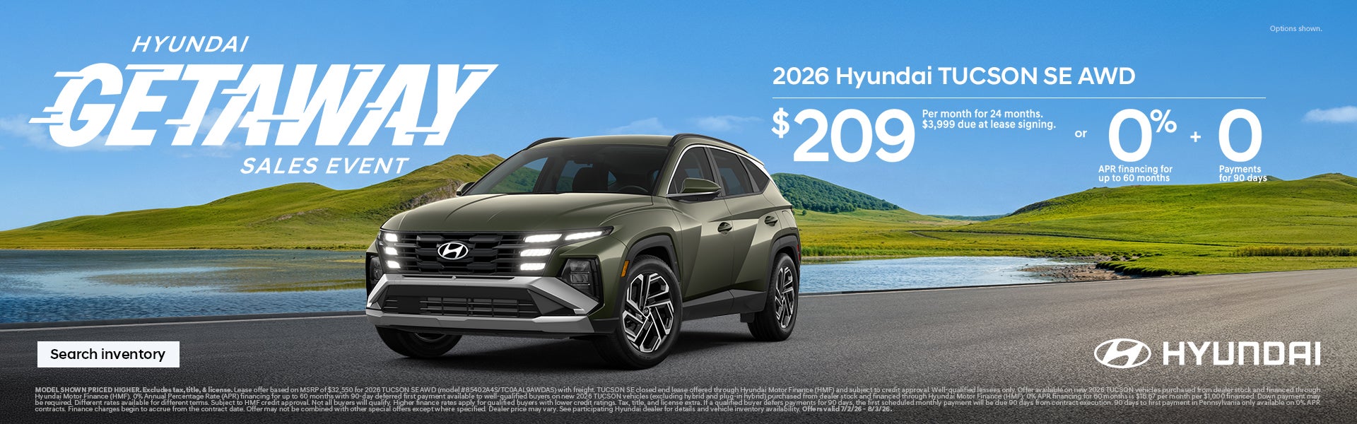 Tucson $209/24/$3,999 Lease or 0% APR for 60 mos. + 0 Payments for 90 Days