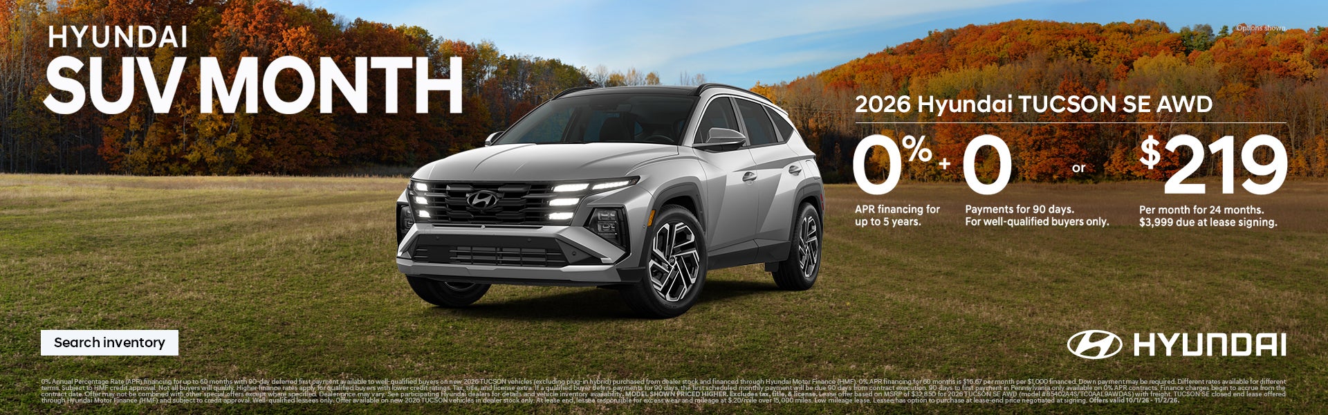 0% APR + 0 Payments for 90 Days or $219/24/$3,999 Lease